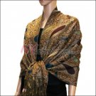 Multi Colored Paisley Pashmina <br>Coffee Red w/ Teal
