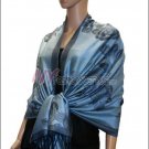 Rose Pattern Pashmina <br>Light Denim