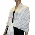 Rose Pattern Pashmina <br>White