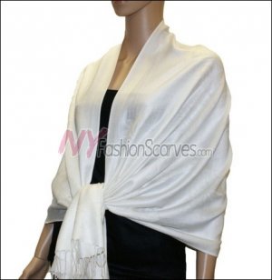 Rose Pattern Pashmina <br>White