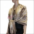 Rose Pattern Pashmina <br>Coffee w/ Beige