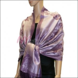 Rose Pattern Pashmina <br>Light Purple