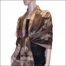 Rose Pattern Pashmina <br>Dark Brown