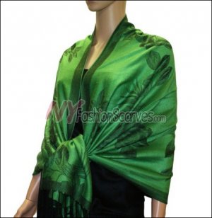 Rose Pattern Pashmina <br>Green