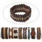 4 Bracelet assortment, wood (D/C) and acrylic, mixed shapes/colors/styles, 7-10 inches.