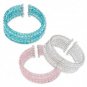 3 Bracelet, cuff, glass, acrylic and metal, mixed colors, AB bicones and rondelles