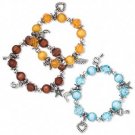 3 Bracelet, acrylic, multicolored with silver-colored beads and charms