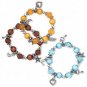 3 Bracelet, acrylic, multicolored with silver-colored beads and charms