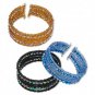 Bracelet, cuff, glass, acrylic and metal, assorted colors, AB bicones and rondelles,