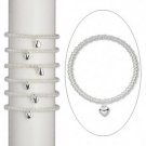 1 Bracelet, stretch, silver-colored brass, 8-inches with heart drop