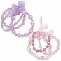 2 Bracelet, acrylic, pink and lilac with metallic accents, stretch.