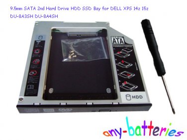 9.5mm SATA 2nd Hard Drive HDD SSD Bay for DELL XPS 14z 15z DU-8A3SH DU-8A4SH