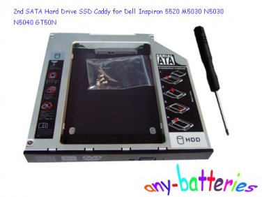 2nd SATA Hard Drive SSD Caddy for Dell Inspiron 5520 M5030 N5030 N5040 GT50N