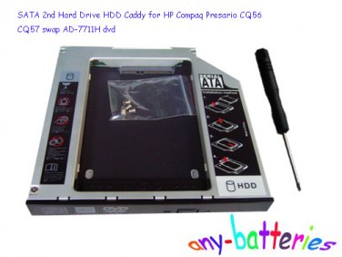 SATA 2nd Hard Drive HDD Caddy for HP Compaq Presario CQ56 CQ57 swap AD-7711H dvd