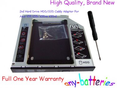 2nd Hard Drive HDD/SSD Caddy Adapter For Asus K55 K55v K55vm K55vd