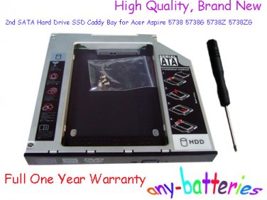 2nd SATA Hard Drive SSD Caddy Bay for Acer Aspire 5738 5738G 5738Z 5738ZG
