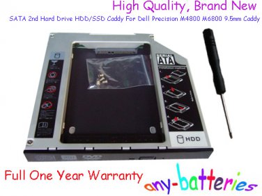 SATA 2nd Hard Drive HDD/SSD Caddy For Dell Precision M4800 M6800 9.5mm Caddy
