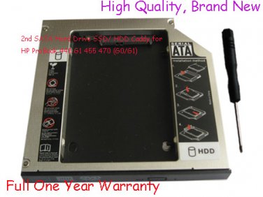 2nd SATA Hard Drive SSD/ HDD Caddy for HP ProBook 440 G1 455 470 G0/G1 