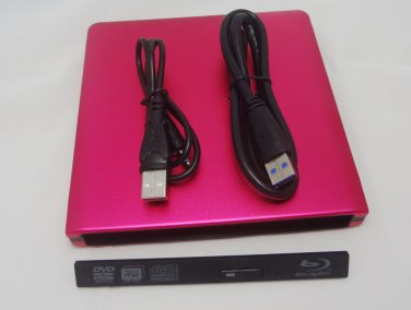 USB 3.0 External Slim Case Caddy For SATA Laptop CD/DVD RW Blu-ray Burner drive red