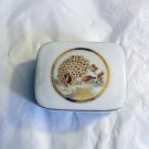 Beautiful Porcelain Trinket Box with Golden Peacocks #00067