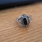 Size 6.5 Flush Set Black Stone 925 Silver Ring #00077