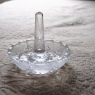 Clear Glass Frosted Hearts Cut Vanity Ring Holder with Tray #00198