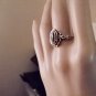 Size 6.5 Flush Set Black Stone 925 Silver Ring #00077