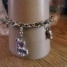 Claire's 7" Silver Charm Bracelet I Love My Puppy and Fireplug Charms #00193