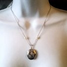 9 1/2" Bright Silver Tone Elegant Ornate Designed Pendant Locket Necklace #00209