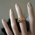 Gold Tone Band Feather Decoration Ring #00188