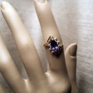 10K Gold Ring with Amethyst Stone and Six Diamonds Ring  #00014