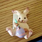 1986 Hallmark Cards Inc. Rabbit Painting Easter Egg Brooch  #00047