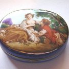 Cobalt Blue Oval Courting Couple Trinket Box #00032