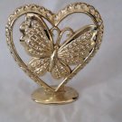 Gold Tone Torino Metal Heart with Butterfly Earring Holder #00247