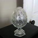 Vintage Diamond Pattern Glass Domed Egg Shaped Jewelry Trinket Box   #00258