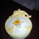 Vintage Porcelain Round Shaped Vanity Footed Trinket Box by Ann  #00261