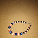 Two Tone Royal Blue and Orange Beads Bracelet   #00278