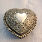 Vintage Silver Plated Heart Shaped Vanity Trinket Box #00284