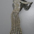 Art Deco Brooch Dancing Couple Black & Clear Rhinestones Vintage Pin #00297