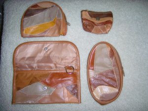 Set of 4 Lambskin Patchwork Design Clutches BNK159