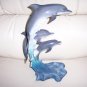 Three Leaping Dolphins Grey w Blue Waves BNK165