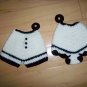 Pot Holders Knitted Mr & Mrs White w Black BNK196