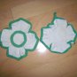 Set Of Two Pot Holders White/Green 4 Leaf Clover BNK197