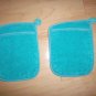 Pair Pot Holders 6 1/2x7 1/2 Aqua w Pockets BNK198