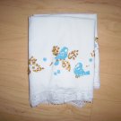 Pillow Cases White with BlueBirds & Lace BNK364