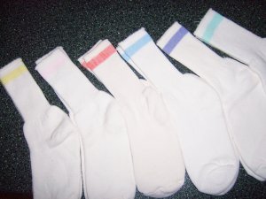 Crew Socks Set Of Six Pair Unisex Colred Tops BNK378