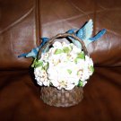 Two Blue Birds In Basket Of Flowers BNK382