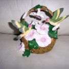 Two Humming Birds In Basket Of Flowers BNK387