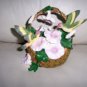 Two Humming Birds In Basket Of Flowers BNK387