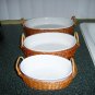 Tan Wicker Holder & Bowl Serving Set Of Three BNK399